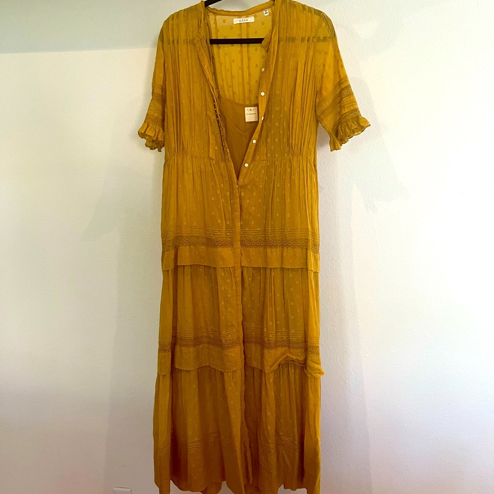 Doen brand button down bohemian dress with slip size small